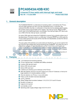 PCA9543C datasheet - 2-channel I2C-bus switch with interrupt logic and reset