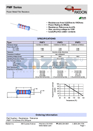 PMF3 datasheet - Power Metal Film Resistors