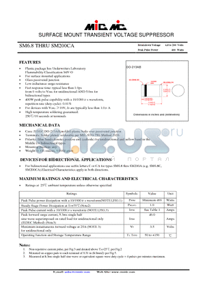 SM10 datasheet - SURFACE MOUNT TRANSIENT VOLTAGE SUPPRESSOR