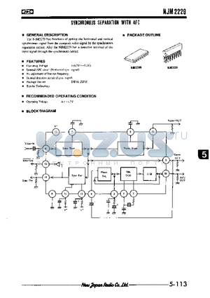 NJM2229S datasheet - SYNCHRONOUS SEPARATION WITH AFC