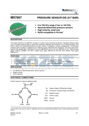 MS7907-A_0.2 datasheet - PRESSURE SENSOR DIE (0-7 BAR)