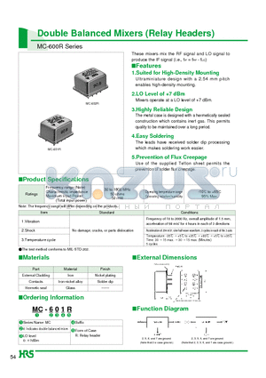 MC-601R datasheet - Double Balanced Mixers (Relay Headers)