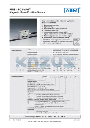 PMIS3-20-10-20KHZ datasheet - Magnetic Scale Position Sensor