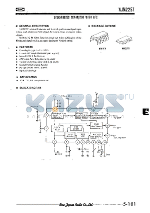 NJM2257D datasheet - SYNCHRONOUS SEPARATOR WITH AFC