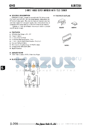 NJM2264 datasheet - 3-INPUT VIDEO SUPER IMPOSER WITH 75OHM DRIVER