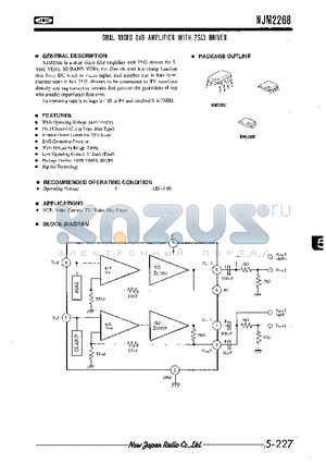 NJM2268 datasheet - DUAL VIDEO 6dB AMPLIFIER WITH 75OHM DRIVER
