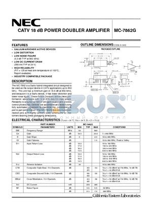 MC-7862G datasheet - CATV 18 dB POWER DOUBLER AMPLIFIER