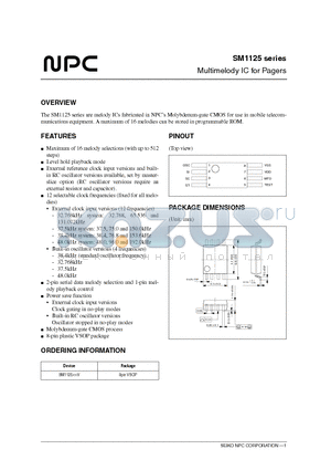 SM1125 datasheet - Multimelody IC for Pagers