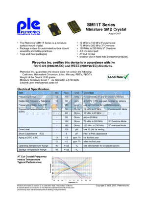 SM11TDE-18 datasheet - SM11T Series Miniature SMD Crystal