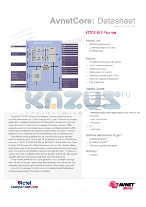 MC-ACT-G704E1-VHD datasheet - ISDN Terminal Equipment E2 Interface (multi G704 on chip) E1-ATM Interface