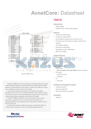 MC-ACT-VME32-VHD datasheet - Flexible slave VME controller Full interrupt controller (ROAK)