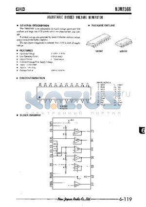 NJM2366 datasheet - ADJUSTABLE DIVIDED VOLTAGE GENERATOR