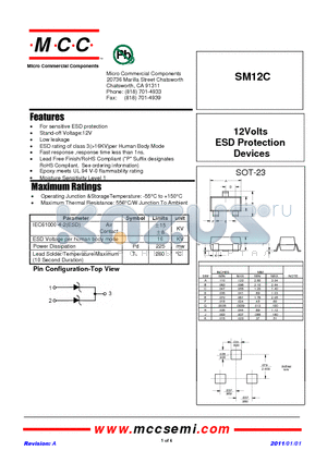 SM12C datasheet - 12Volts ESD Protection Devices