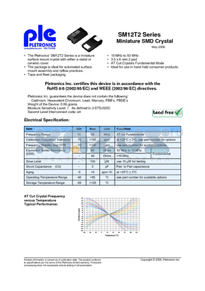 SM12T2-18 datasheet - SM12T2 Series Miniature SMD Crystal