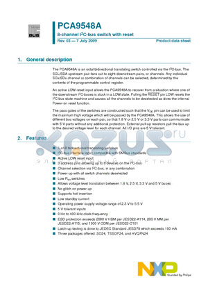 PCA9548APW datasheet - 8-channel I2C-bus switch with reset