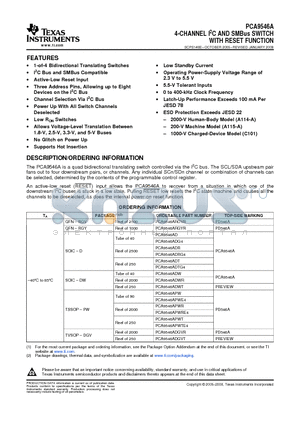 PCA9546APWRG4 datasheet - 4-CHANNEL I2C AND SMBus SWITCH WITH RESET FUNCTION