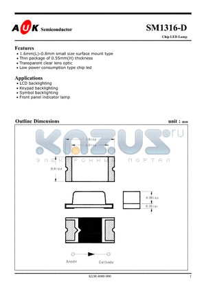 SM1316-D datasheet - Chip LED Lamp