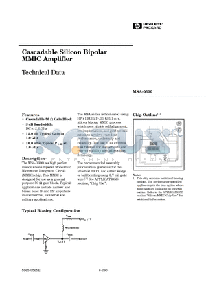 MSA-0300 datasheet - Cascadable Silicon Bipolar MMIC Amplifier