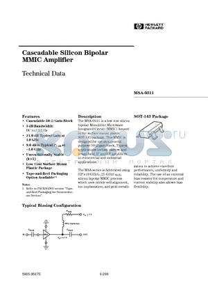 MSA-0311-TR1 datasheet - Cascadable Silicon Bipolar MMIC Amplifier