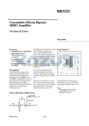 MSA-0500 datasheet - Cascadable Silicon Bipolar MMIC Amplifier