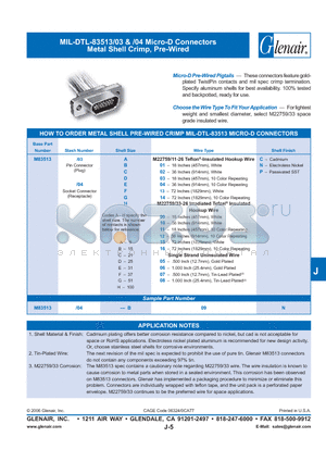 M83513-03-A01C datasheet - Metal Shell Crimp, Pre-Wired