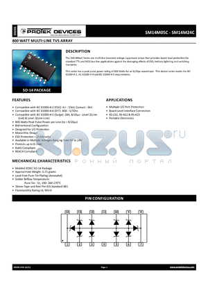 SM14M05C datasheet - 800 WATT MULTI-LINE TVS ARRAY