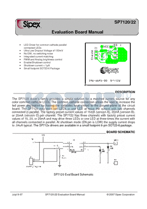 SP7120CEB datasheet - Evaluation Board Manual