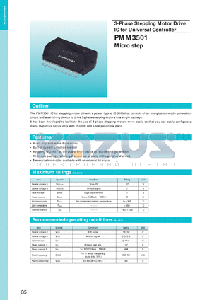 PMM3501 datasheet - 3-Phase Stepping Motor Drive IC for Universal Controller