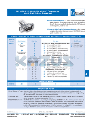 M83513-03-A09N datasheet - Metal Shell Crimp, Pre-Wired