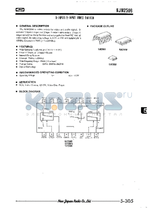 NJM2506M datasheet - 3-INPUT/2-INPUT VIDEO SWITCH