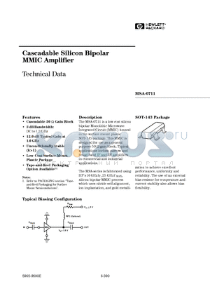 MSA-0711-BLK datasheet - Cascadable Silicon Bipolar MMIC Amplifier