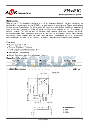 S7909PIC datasheet - Fixed-Negative-Voltage Regulator