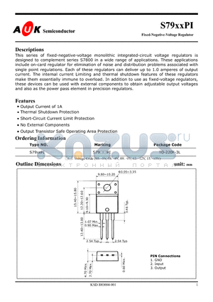 S7915PI datasheet - Fixed-Negative-Voltage Regulator