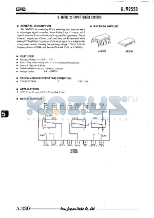 NJM2523D datasheet - 3-INPUT 2-INPUT VIDEO SWITCH