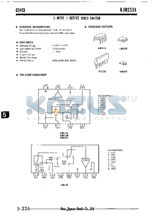 NJM2534V datasheet - 3-INPUT 1-OUTPUT VIDEO SWITCH