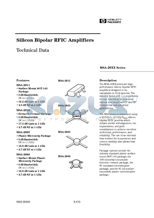 MSA-2011-TR1 datasheet - Silicon Bipolar RFIC Amplifiers