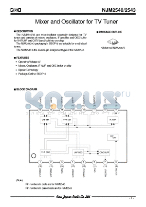 NJM2540V datasheet - Mixer and Oscillator for TV Tuner