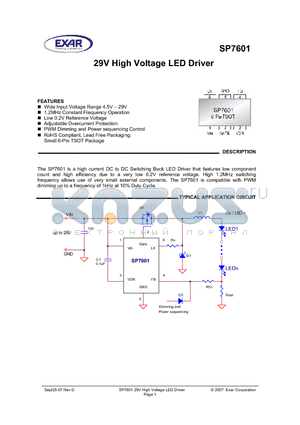 SP7601EK1-L datasheet - 29V High Voltage LED Driver