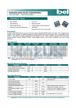 S7AH-03E090 datasheet - NON-ISOLATED DC/DC CONVERTERS 4.5V-13.2V Input 0.9V-5.0V/3A Output