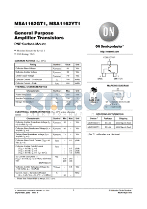 MSA1162GT1 datasheet - General Purpose Amplifier Transistors