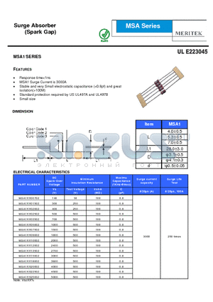 MSA1XX00702 datasheet - Surge Absorber(Spark Gap)