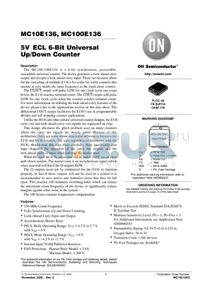 MC100E136FN datasheet - 5V ECL 6-Bit Universal Up/Down Counter