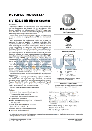 MC100E137 datasheet - 5  V ECL 8-Bit Ripple Counter