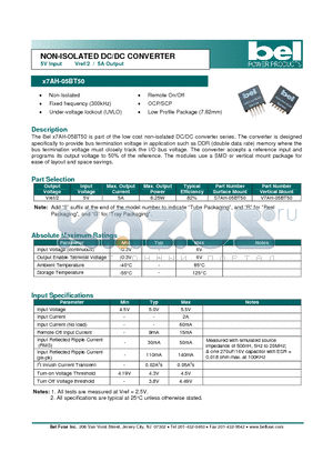 S7AH-05BT50 datasheet - NON-ISOLATED DC/DC CONVERTER 5V Input Vref/2 / 5A Output