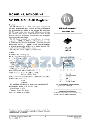 MC100E142FNG datasheet - 5V ECL 9-Bit Shift Register