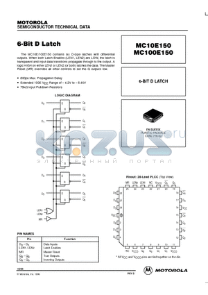 MC100E150 datasheet - 6-BIT D LATCH