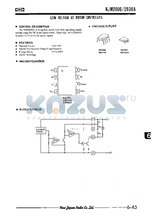 NJM2606M datasheet - LOW VOLTAGE DC MOTOR CONTROLLER