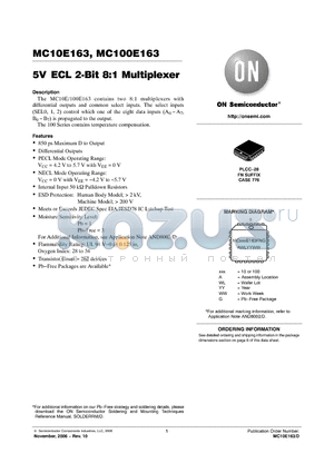 MC100E163 datasheet - 5V ECL 2-Bit 8:1 Multiplexer