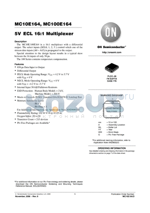 MC100E164 datasheet - 5V ECL 16:1 Multiplexer