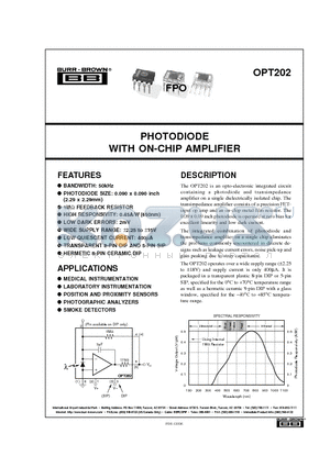 OPT202 datasheet - PHOTODIODE WITH ON-CHIP AMPLIFIER